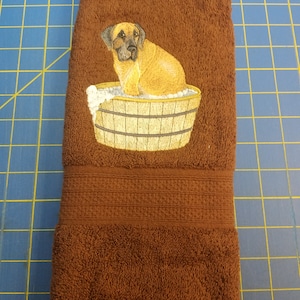 Great Dane In Tub - Embroidered Hand Towels - - Bathroom Decor