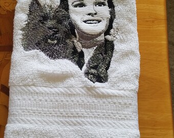 Wizard of Oz - Dorothy & Toto - Embroidered Hand Towels - Choose Towel Color - Order One or More