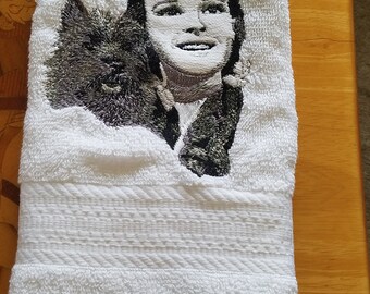 Wizard of Oz - Dorothy & Toto - Embroidered Hand Towels - Choose Towel Color - Order One or More - Free Shipping