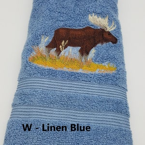 Moose Embroidered Hand Towel - Order One or More - Pick Color of Towel