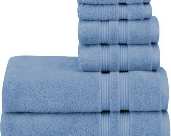 Linen Blue Bath Towel/Bath Sheet Blank Towels - Order Individually or Sets - Free Shipping