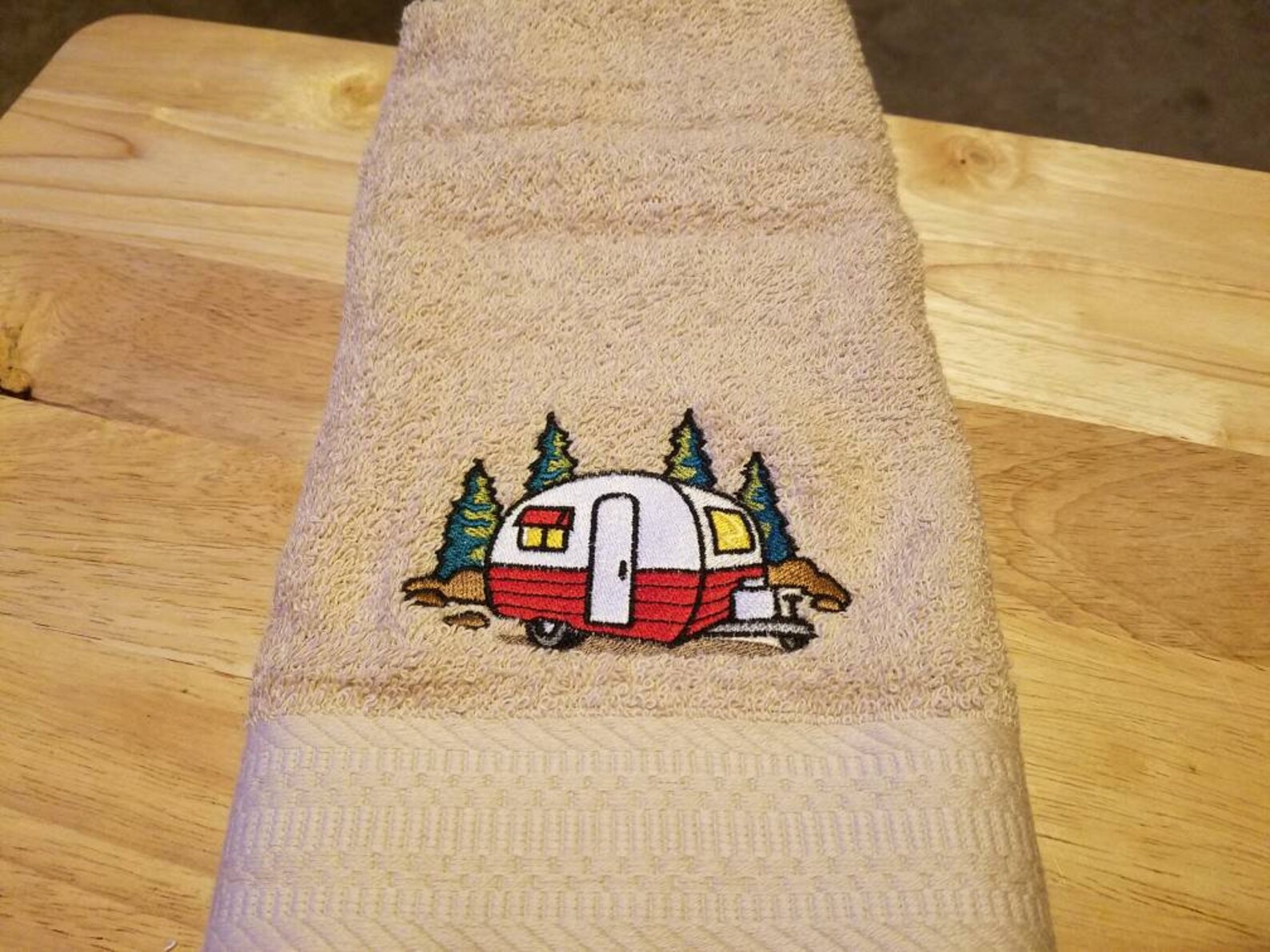 Vintage Camper Embroidered Bath Towel Set Bath Towel Hand Etsy