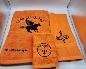 Percy Jackson - Embroidered Towels - Pick Your Size of Set & Towel Color - Bath Sheet, Bath Towel, Hand Towel Washcloth - Free Shipping