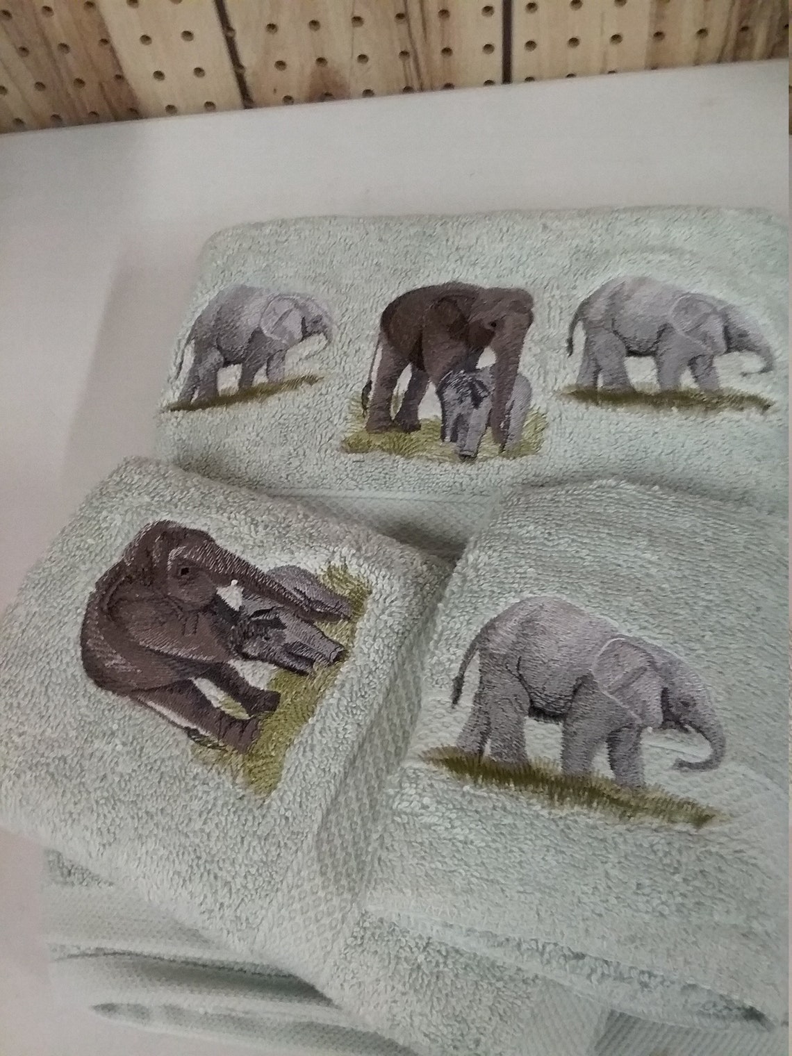 Elephants Embroidered Bath Towel Set Bath Towel Hand Etsy