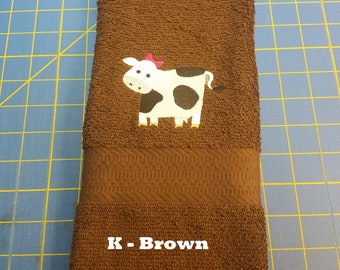 Cow Girl* Embroidered Hand Towels * Choose Towel Color * Order One or More