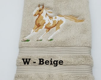 Painted Horse - Embroidered Hand Towel - Pick Towel Color - Order One or More