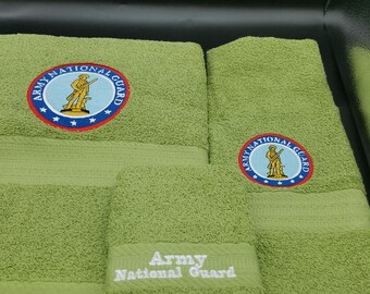 Army National Guard - Embroidered Towels - Bath Towel, Hand Towel and Washcloth - Order Set or Individually