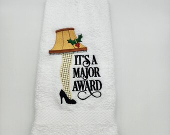 Leg Lamp - Frageelay - Embroidered Hand Towel - Choose Towel Color - Order One or More