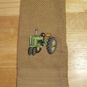 Green Tractor - John Deere - Embroidered Cotton Kitchen Towel