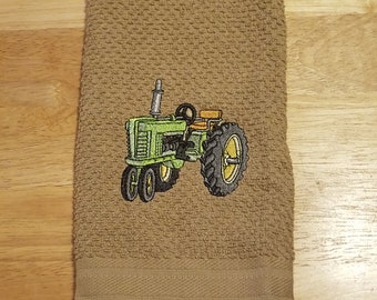 Green Tractor - John Deere - Embroidered Cotton Kitchen Towel