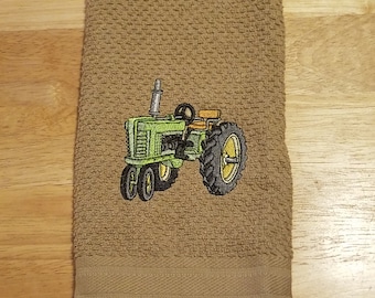 Green Tractor - John Deere - Embroidered Cotton Kitchen Towel