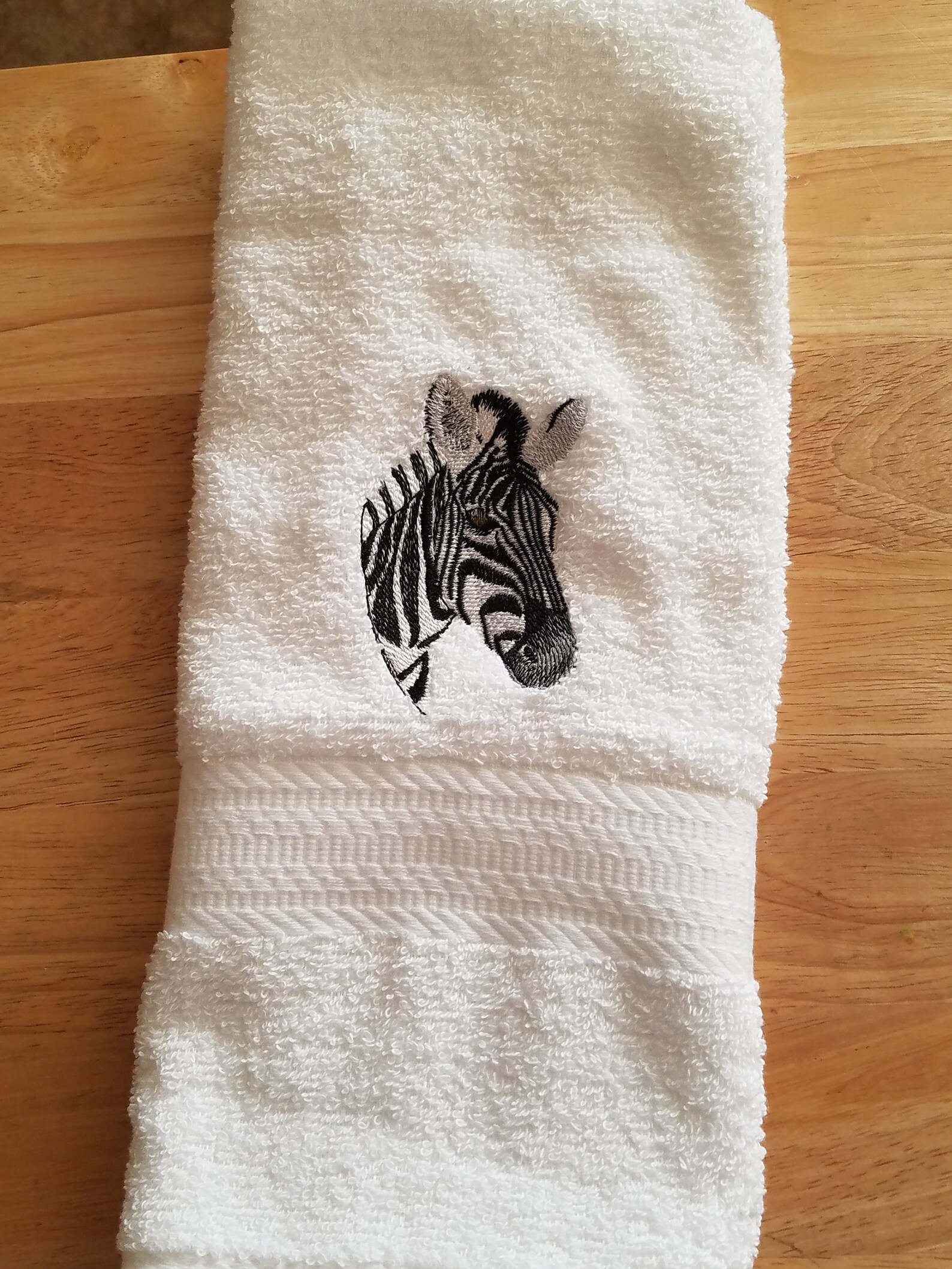 Zebra Embroidered Hand Towel Free Shipping Etsy