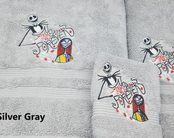 Nightmare Before Christmas Embroidered Towels - Pick Your Size of Set & Towel Color - Bath Sheet, Bath Towel, Hand Towel, Washcloth