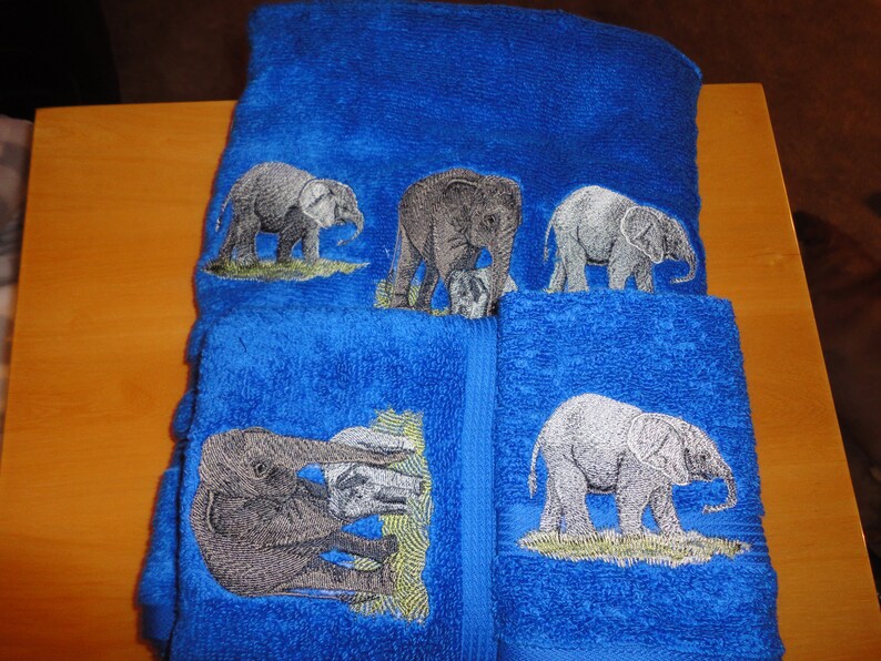 Elephants Embroidered Bath Towel Set Bath Towel Hand Etsy