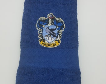 Harry Potter - Ravenclaw on Navy Blue - Embroidered Hand Towel - In Stock - Ready To Ship