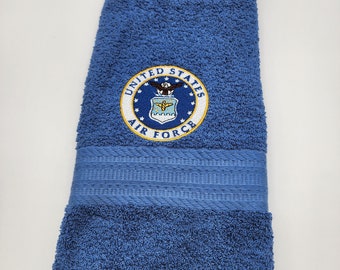 Air Force - Military on Blue Embroidered Hand Towel - Free Shipping