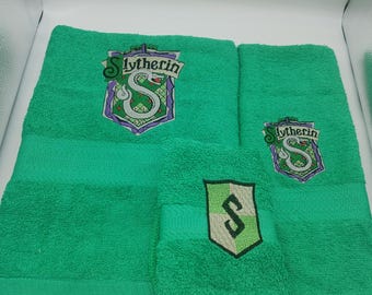 Harry Potter Slytherin - Embroidered Towels - Pick Your Size of Set and Color of Towels