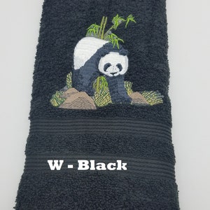 Panda Bear - Embroidered Hand Towel - Pick Color of Towel - Order One or More