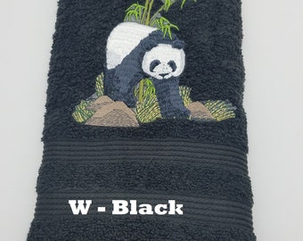 Panda Bear - Embroidered Hand Towel - Pick Color of Towel - Order One or More -  Free Shipping