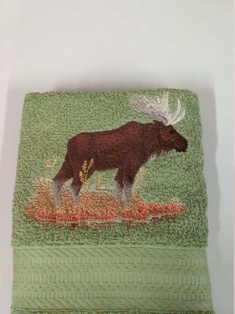 Moose Embroidered Bath Towel Set Bath Towel Hand Towel Etsy