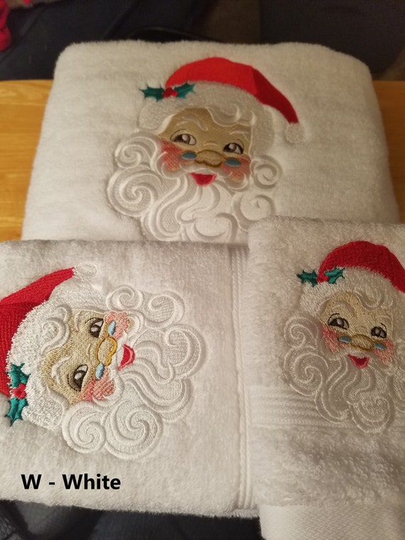 Red & White Embroidered Santa Claus 6-Piece Washcloth Set