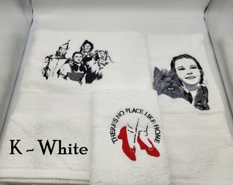 Wizard of Oz - Embroidered Towels - Bath Sheet, Bath Towel, Hand Towel and Washcloth - Pick Towel Color - Order Set or Individually