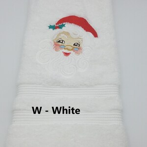 Santa Face  - Embroidered Hand Towel - Face Towel - Choice of Towel Color - Order One or More