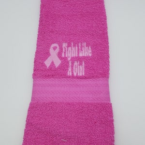 Fight Like A Girl - Embroidered Hand Towel - Pick Color of Towel - Order One or More - Bathroom Decor