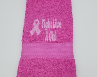 Fight Like A Girl - Embroidered Hand Towel - Pick Color of Towel - Order One or More - Bathroom Decor