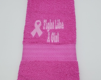 Fight Like A Girl - Embroidered Hand Towel - Pick Color of Towel - Order One or More - Bathroom Decor -   Free Shipping