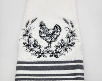 Rooster - Embroidered Cotton Kitchen Towel - Get One Towel or More