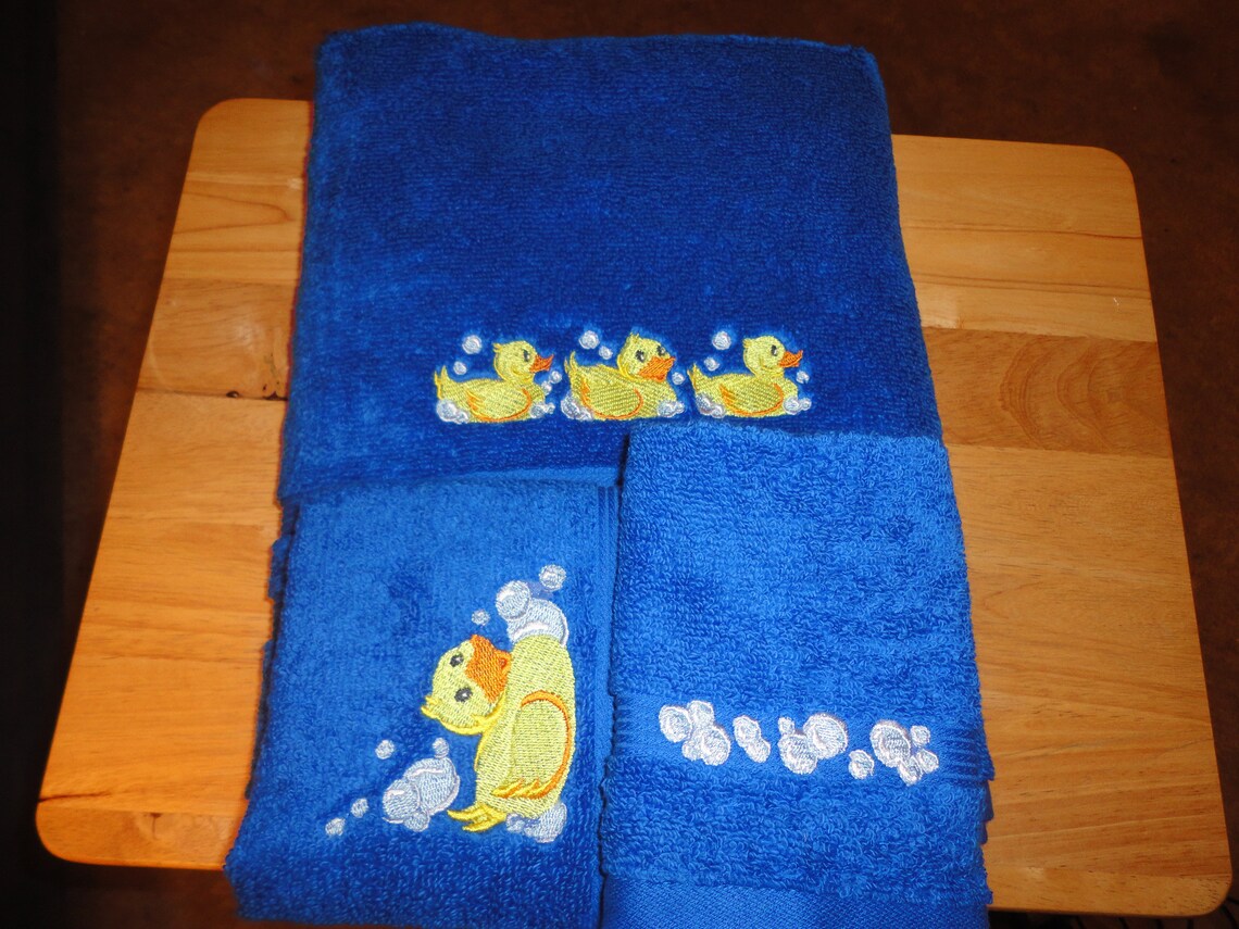 Rubber Ducky Embroidered Bath Towel Set Bath Towel Hand Etsy
