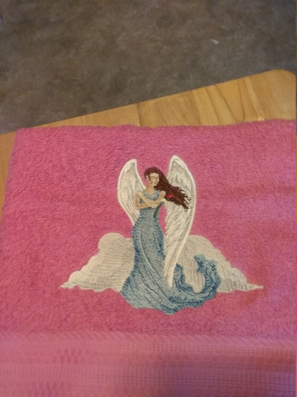 Beautiful Angels Embroidered Bath Towel Set Bath Towel Etsy