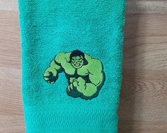 Hulk on Green - Embroidered Hand Towel - In Stock - Ready To Ship