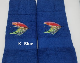 Fishing Lure - Embroidered Hand Towels - Pick Color of Towel - Order One or More - Free Shipping