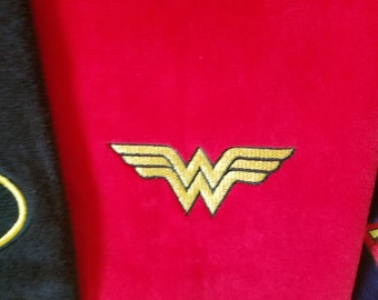 Wonder Woman - Pick Your Color of Towel - Embroidered Golf Towel - Tri-Fold, Grommet, Hook - Free Shipping