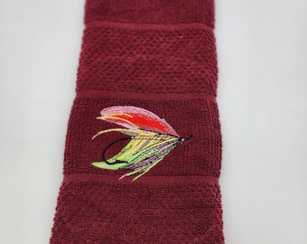 Fishing Lure - Embroidered Cotton Kitchen Towel - Kitchen Decor - Free Shipping