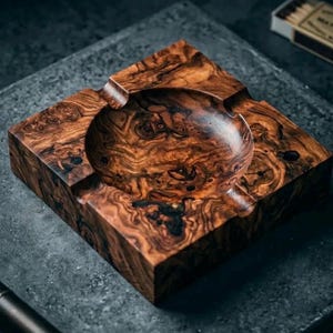Handcrafted - Epoxi Fill Burl Walnut Wood Ashtray