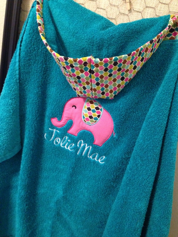 Items similar to Personalized Hooded Towel with Elephant on Etsy