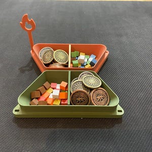 Magnetic Tall Half-Hex Game Trays – Modular Token Holders for Board Games – 3D Printed Organizer