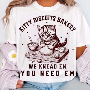 Cat Biscuit Shirt | Cute Kitty Biscuits Retro Bakery Tee | Funny Baking Gift for Her | Cat Lover Tee | Kawaii Kitten Graphic | Baker Cat Tee