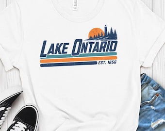 Ontariosee-Shirt (gegründet 1615), Vintage-T-Shirt vom Ontariosee, Retro-T-Shirt, trendiges Grafik-Top, Reise-Shirt für Abenteuer an den Großen Seen