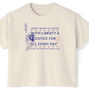 Crop Top Liberty and Justice For All Shirts Human Rights Shirt, 4th of July Equality T-Shirt, Liberty and Justice 4th of July Tees