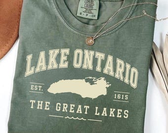 Comfort Colors® Lake Ontario EST 1615 Shirt, Vintage Lake Ontario Tee, Retro T-Shirt, Trendiges Grafik-Top, Great Lakes Adventure Travel Shirt