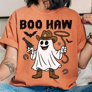 Comfort Colors® Boo Haw Shirt, Funny Ghost Cowboy Tee, Western Halloween Shirt, Spooky Fall Shirt, Country Girl Gift
