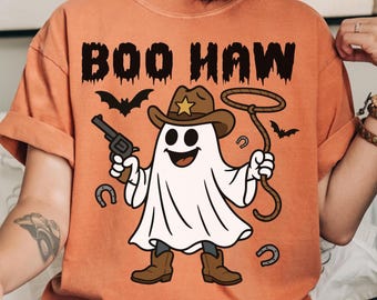 Comfort Colors® Boo Haw Shirt, lustiges Geist Cowboy T-Shirt, Western Halloween Shirt, Gruseliges Herbst Shirt, Landmädchen Geschenk