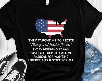 Liberty and Justice for All, Stars Stripes and Equal Rights, Social Justice 4th of July Stars, Stripes, and Human Rights Protest Shirt