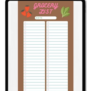 Digital Grocery List &quot;OG&quot;, Goodnotes Grocery List Template, Printable PDF Download