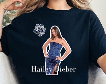 Hailey Bieber Graphic Tee: Retro Model Fashion