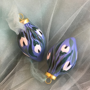 Floral Christmas ornaments, hand painted Christmas ornaments, painted ornaments, hand painted ceramic ornament, ceramic ornaments